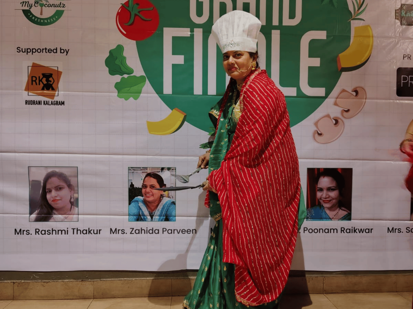 Bundeli Chef competition participant at the grand finale backdrop